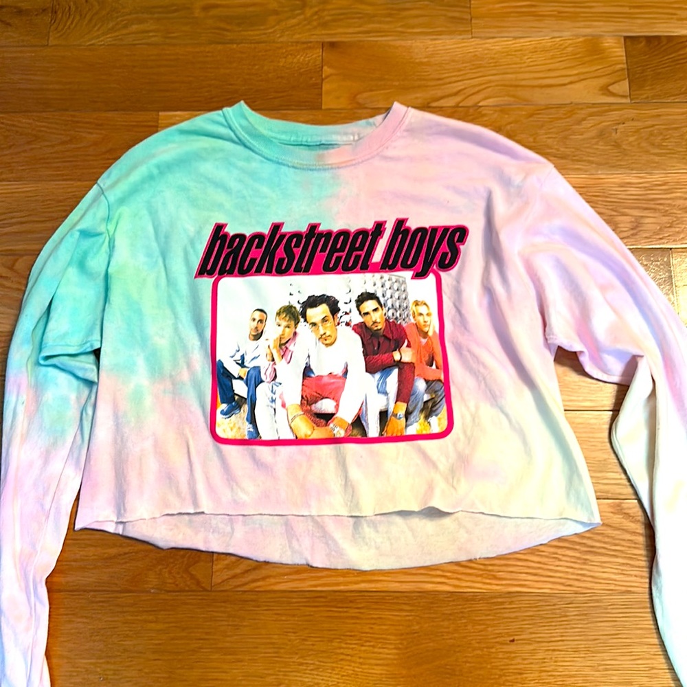 Brand new Backstreetboys cropped tie-dyed long sleeve tee